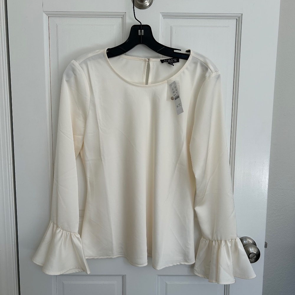 J Crew Cream Bell sleeve blouse